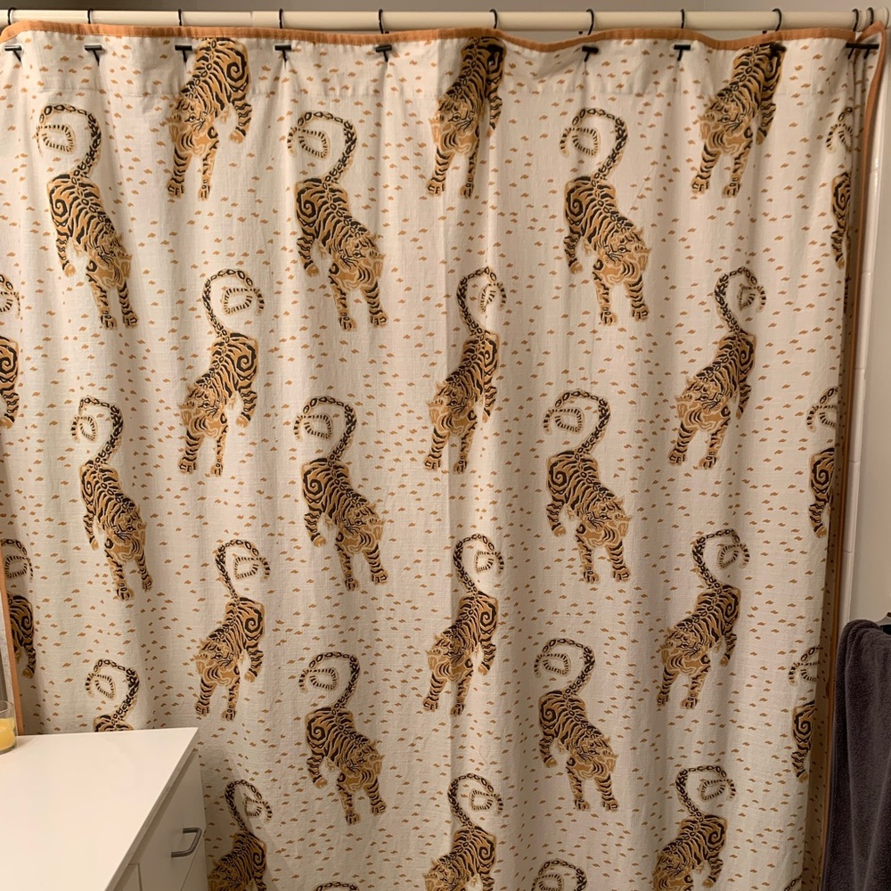 Anthropologie tiger-print shower curtain